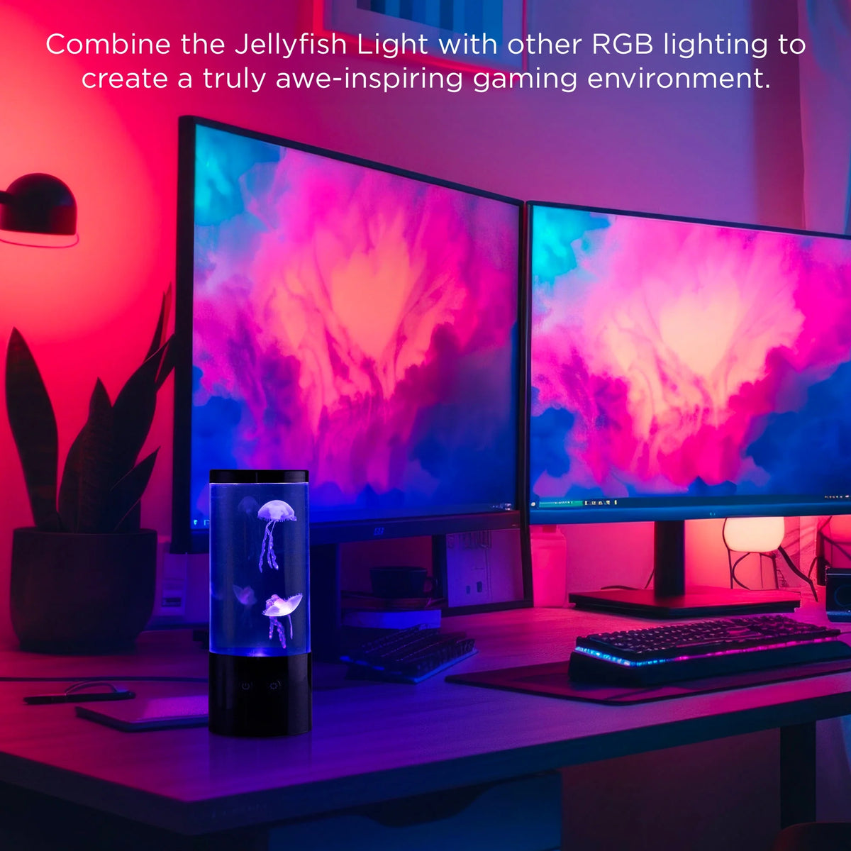 Jellyfish Night Light Lamp Motion & Multicolor Leds - Easy Mode Switching, USB Powered - 9"