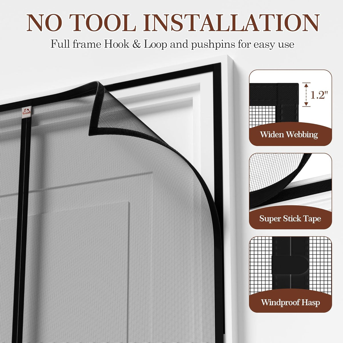 Magnetic Screen Door Fits Door Size 64" X 80", Black